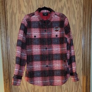 Harley-Davidson Women's Red and Black Checkered Flannel Jacket